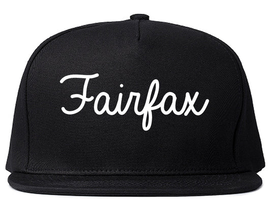 Fairfax California CA Script Mens Snapback Hat Black