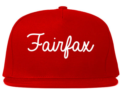 Fairfax California CA Script Mens Snapback Hat Red