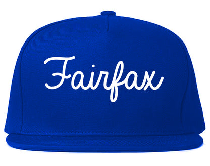 Fairfax California CA Script Mens Snapback Hat Royal Blue
