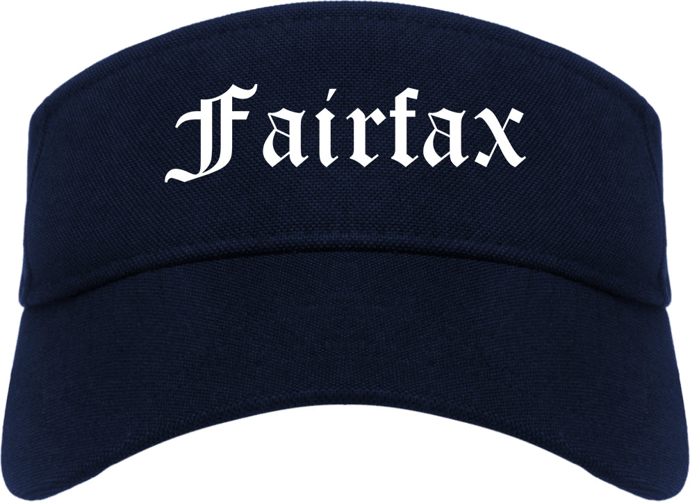 Fairfax California CA Old English Mens Visor Cap Hat Navy Blue
