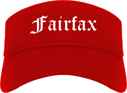 Fairfax California CA Old English Mens Visor Cap Hat Red