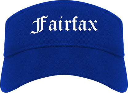 Fairfax California CA Old English Mens Visor Cap Hat Royal Blue