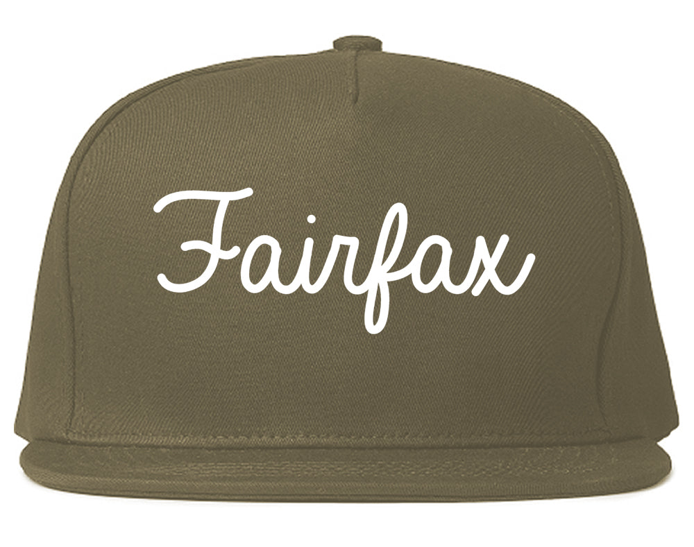 Fairfax Virginia VA Script Mens Snapback Hat Grey