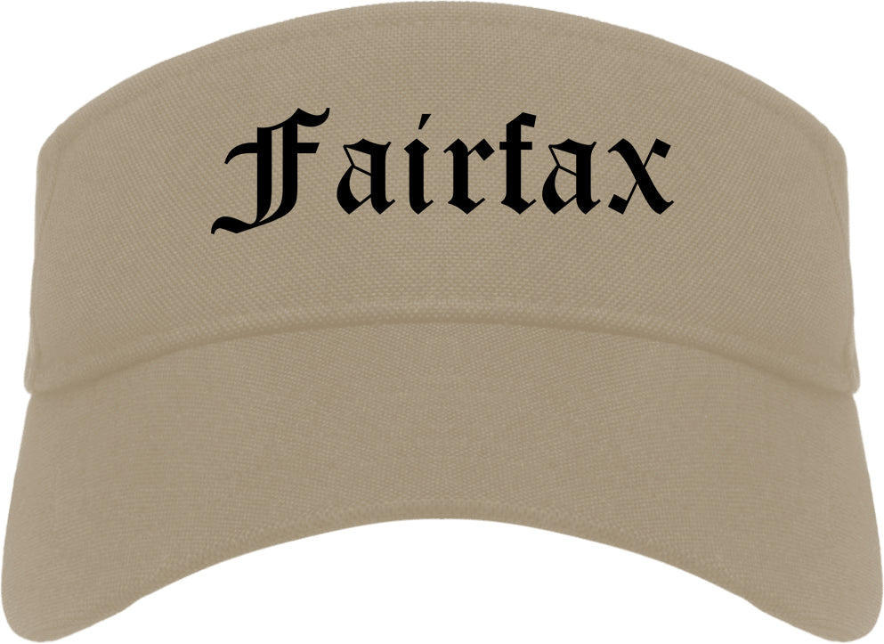 Fairfax Virginia VA Old English Mens Visor Cap Hat Khaki