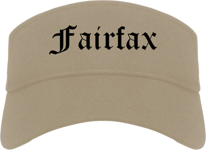 Fairfax Virginia VA Old English Mens Visor Cap Hat Khaki