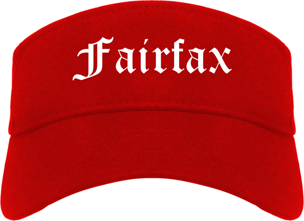 Fairfax Virginia VA Old English Mens Visor Cap Hat Red