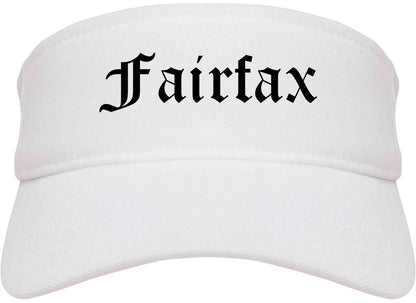 Fairfax Virginia VA Old English Mens Visor Cap Hat White