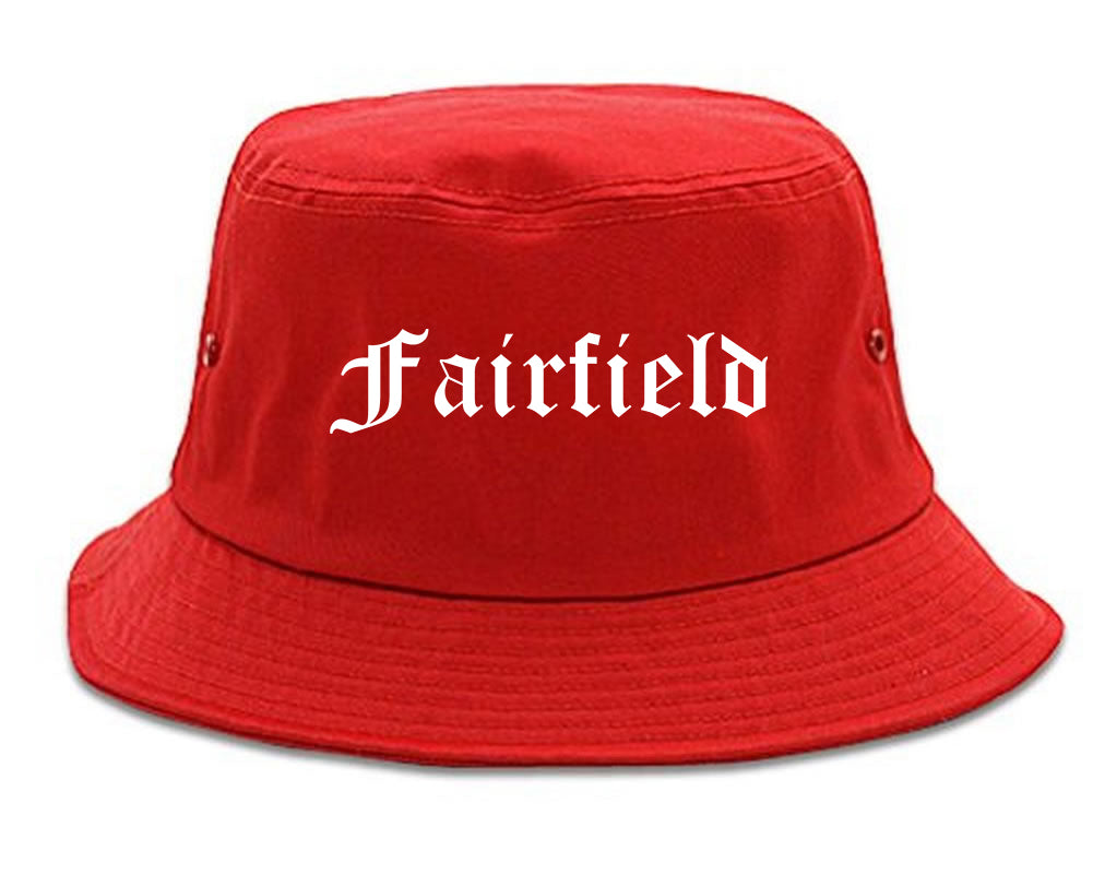 Fairfield Alabama AL Old English Mens Bucket Hat Red