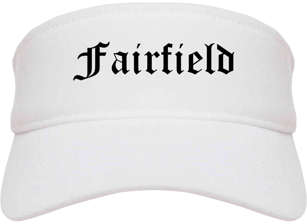 Fairfield Alabama AL Old English Mens Visor Cap Hat White