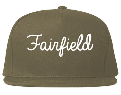 Fairfield California CA Script Mens Snapback Hat Grey
