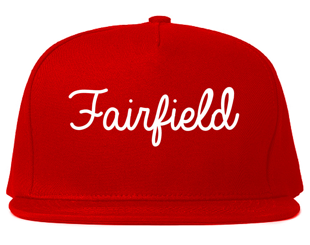Fairfield California CA Script Mens Snapback Hat Red
