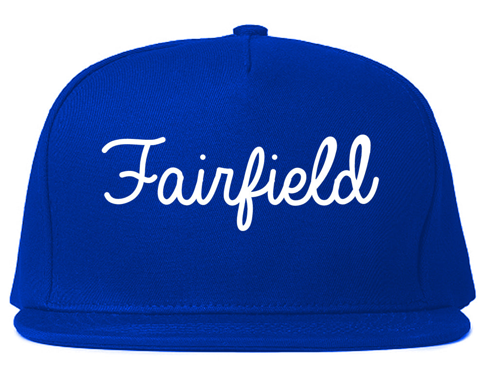 Fairfield California CA Script Mens Snapback Hat Royal Blue