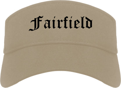 Fairfield California CA Old English Mens Visor Cap Hat Khaki