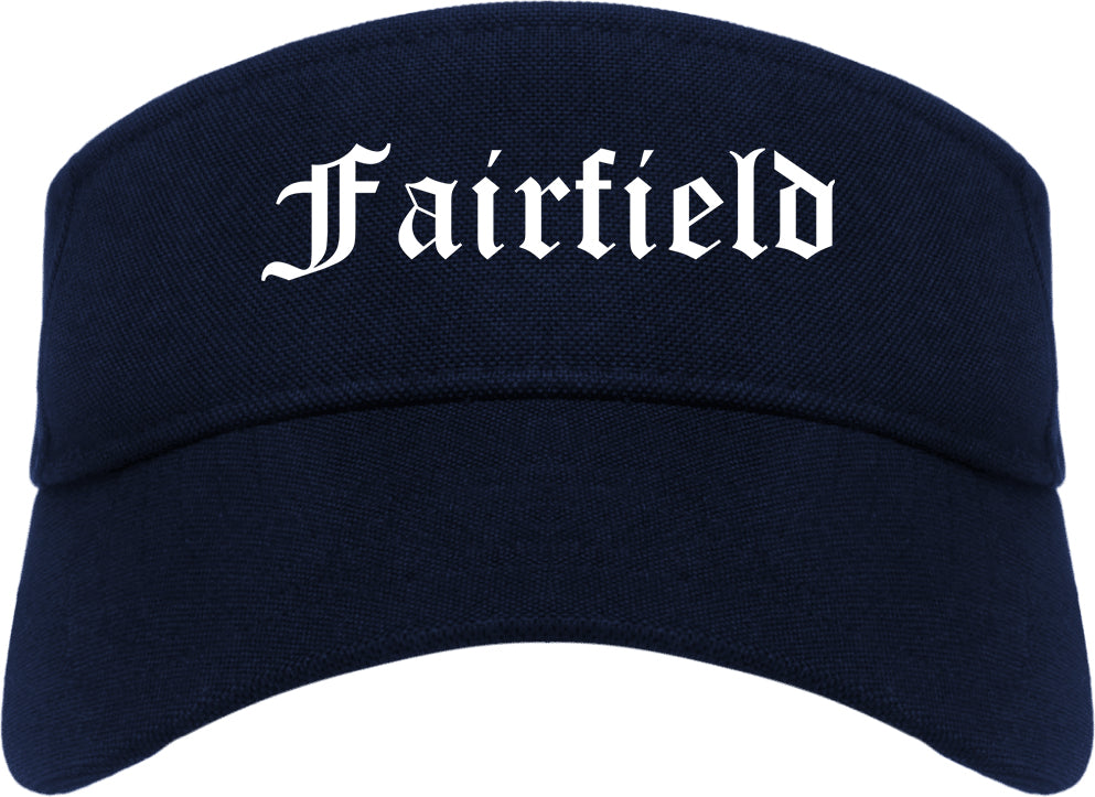 Fairfield California CA Old English Mens Visor Cap Hat Navy Blue