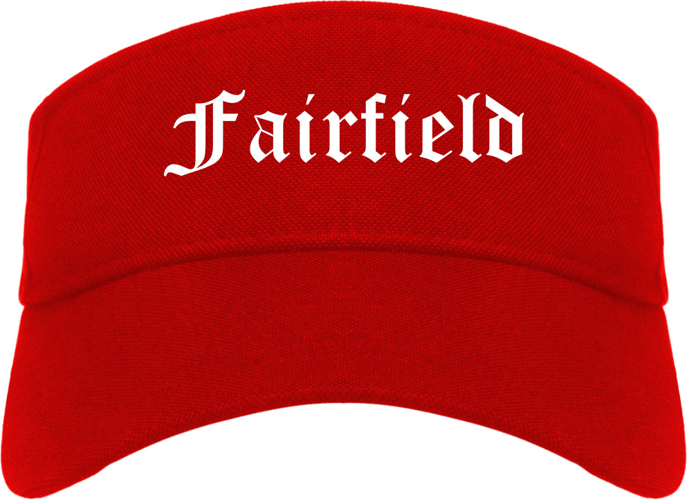 Fairfield California CA Old English Mens Visor Cap Hat Red