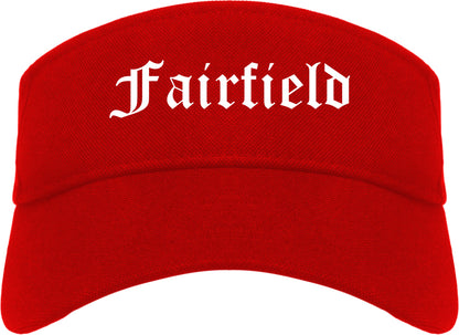 Fairfield California CA Old English Mens Visor Cap Hat Red