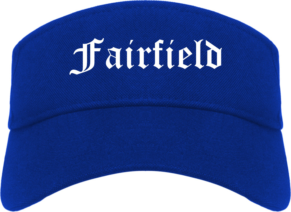 Fairfield California CA Old English Mens Visor Cap Hat Royal Blue