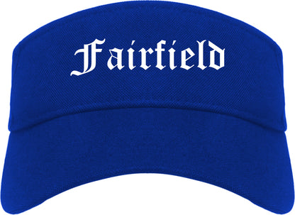Fairfield California CA Old English Mens Visor Cap Hat Royal Blue