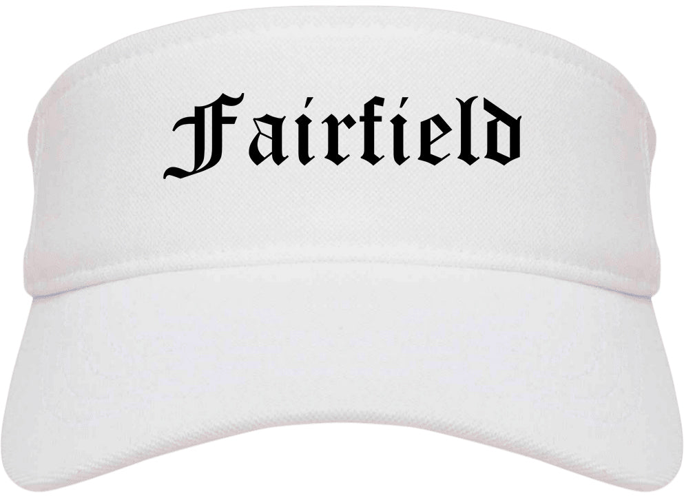Fairfield California CA Old English Mens Visor Cap Hat White