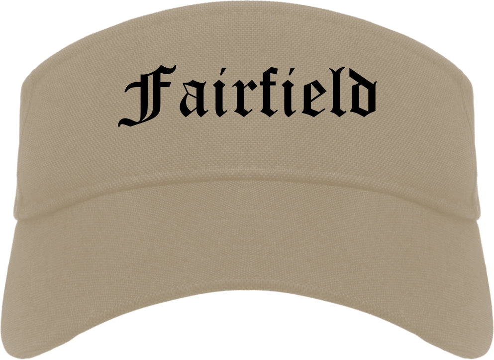 Fairfield Illinois IL Old English Mens Visor Cap Hat Khaki