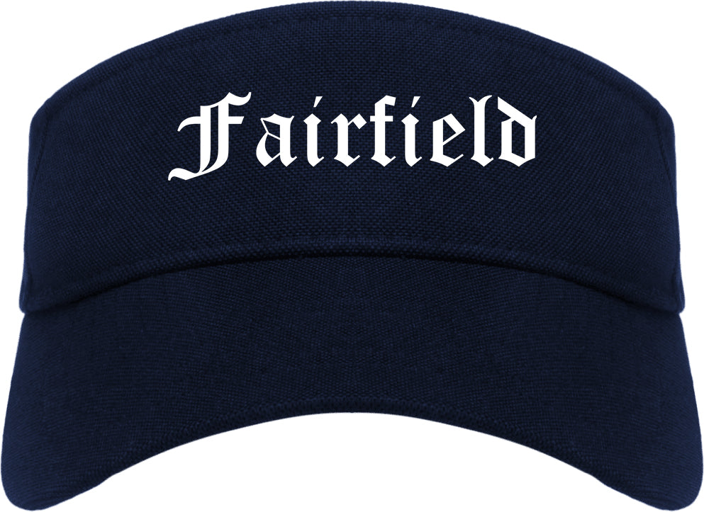 Fairfield Illinois IL Old English Mens Visor Cap Hat Navy Blue