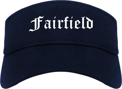 Fairfield Illinois IL Old English Mens Visor Cap Hat Navy Blue