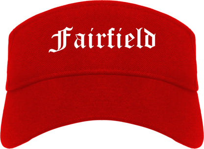 Fairfield Illinois IL Old English Mens Visor Cap Hat Red