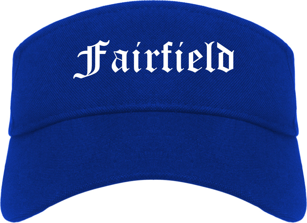 Fairfield Illinois IL Old English Mens Visor Cap Hat Royal Blue