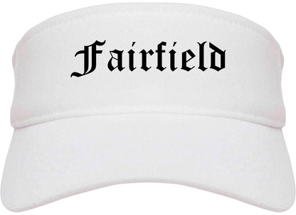 Fairfield Illinois IL Old English Mens Visor Cap Hat White