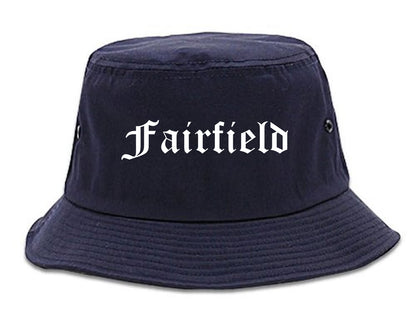 Fairfield Iowa IA Old English Mens Bucket Hat Navy Blue