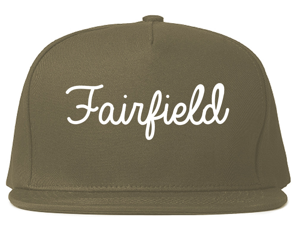 Fairfield Iowa IA Script Mens Snapback Hat Grey