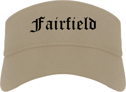 Fairfield Iowa IA Old English Mens Visor Cap Hat Khaki