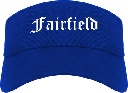 Fairfield Iowa IA Old English Mens Visor Cap Hat Royal Blue