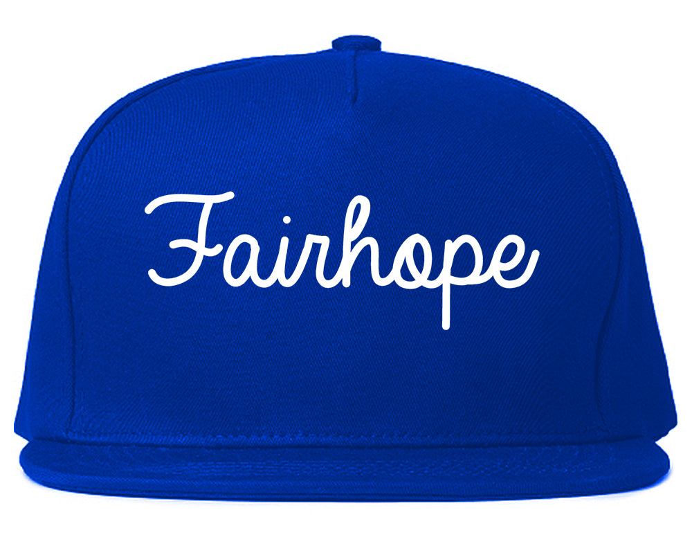 Fairhope Alabama AL Script Mens Snapback Hat Royal Blue