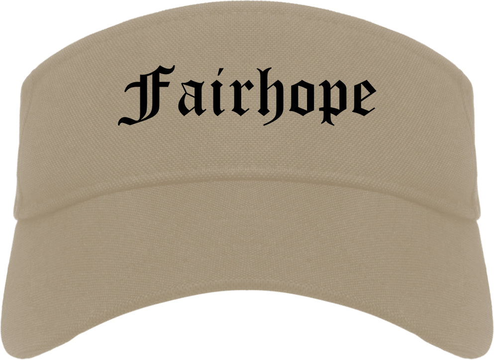Fairhope Alabama AL Old English Mens Visor Cap Hat Khaki