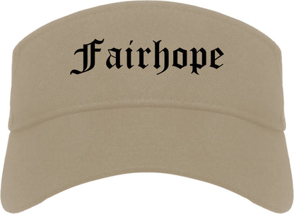 Fairhope Alabama AL Old English Mens Visor Cap Hat Khaki