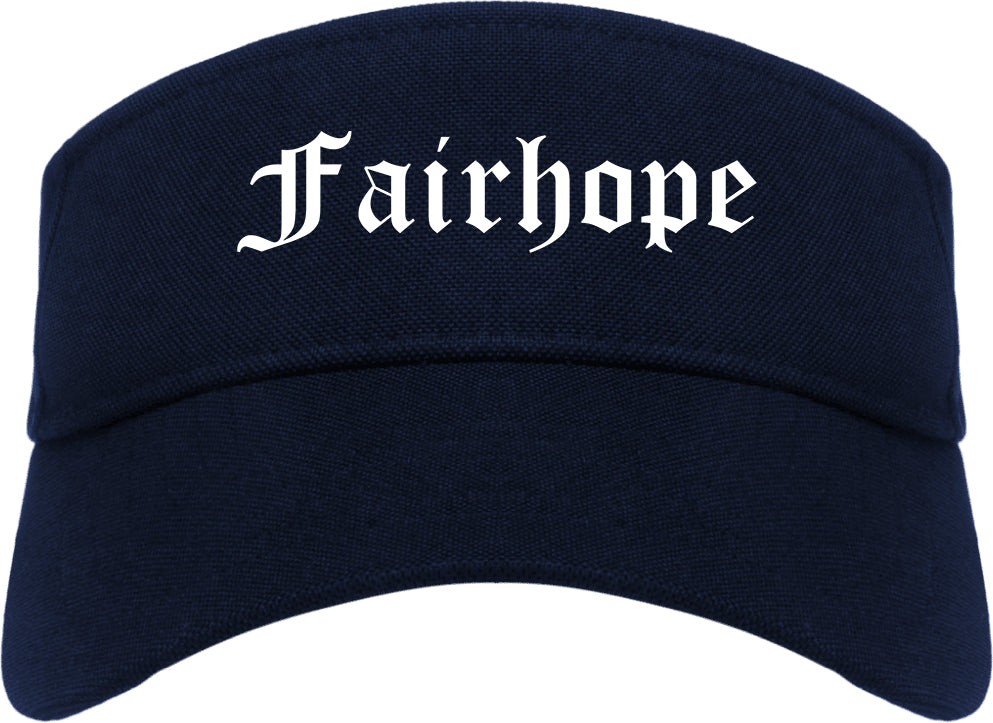 Fairhope Alabama AL Old English Mens Visor Cap Hat Navy Blue