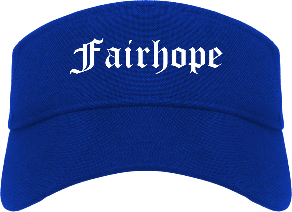 Fairhope Alabama AL Old English Mens Visor Cap Hat Royal Blue