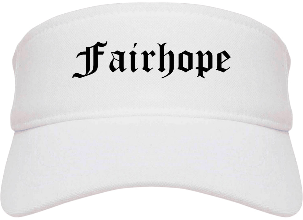 Fairhope Alabama AL Old English Mens Visor Cap Hat White
