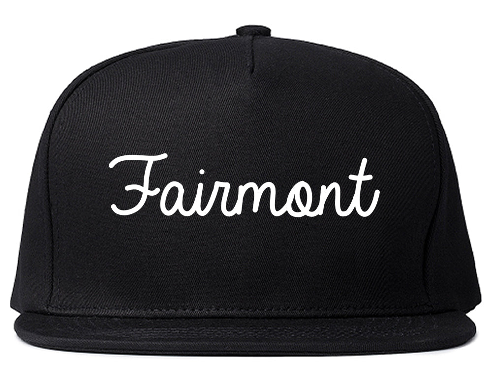 Fairmont Minnesota MN Script Mens Snapback Hat Black