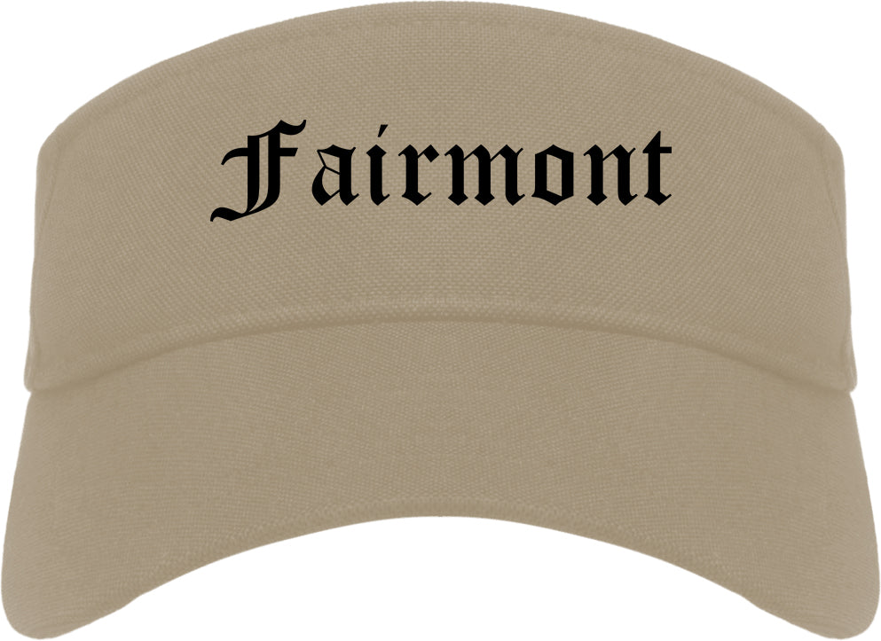 Fairmont Minnesota MN Old English Mens Visor Cap Hat Khaki