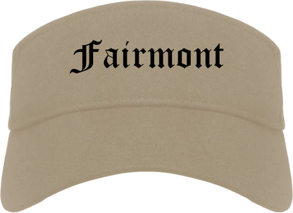 Fairmont Minnesota MN Old English Mens Visor Cap Hat Khaki