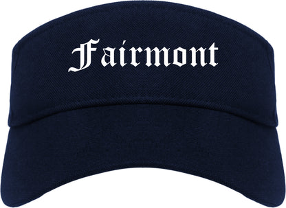 Fairmont Minnesota MN Old English Mens Visor Cap Hat Navy Blue