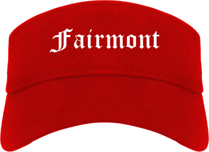 Fairmont Minnesota MN Old English Mens Visor Cap Hat Red