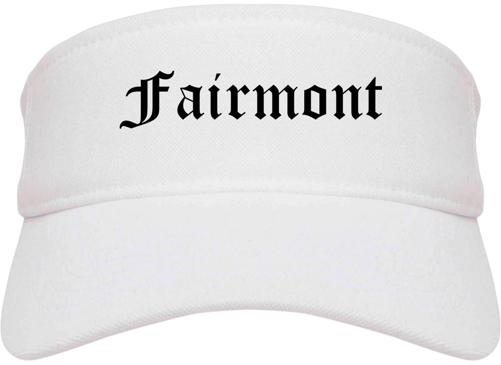 Fairmont Minnesota MN Old English Mens Visor Cap Hat White
