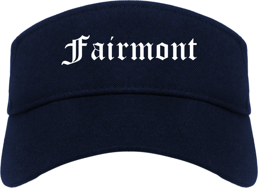 Fairmont West Virginia WV Old English Mens Visor Cap Hat Navy Blue