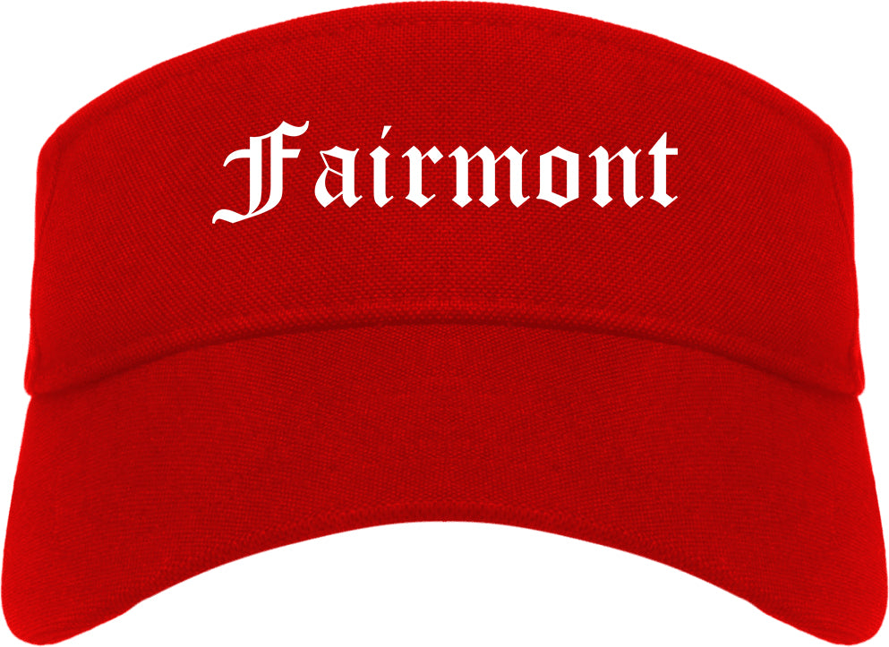 Fairmont West Virginia WV Old English Mens Visor Cap Hat Red