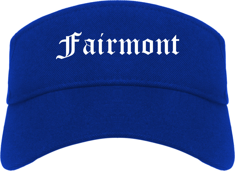 Fairmont West Virginia WV Old English Mens Visor Cap Hat Royal Blue