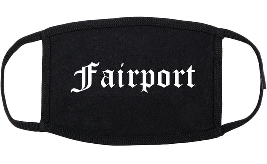 Fairport New York NY Old English Cotton Face Mask Black