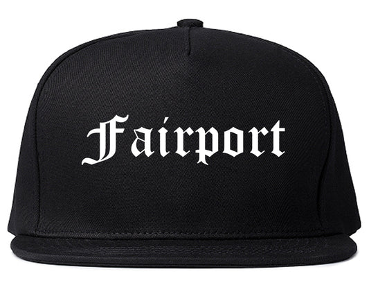 Fairport New York NY Old English Mens Snapback Hat Black